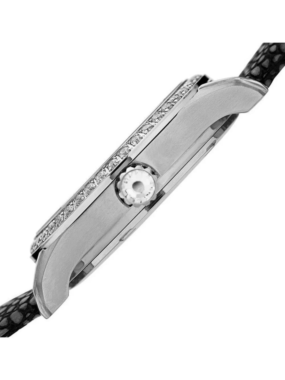 NWT Burgi Mother Of Pearl Dial Ladies Black Polka Dot Leather Watch